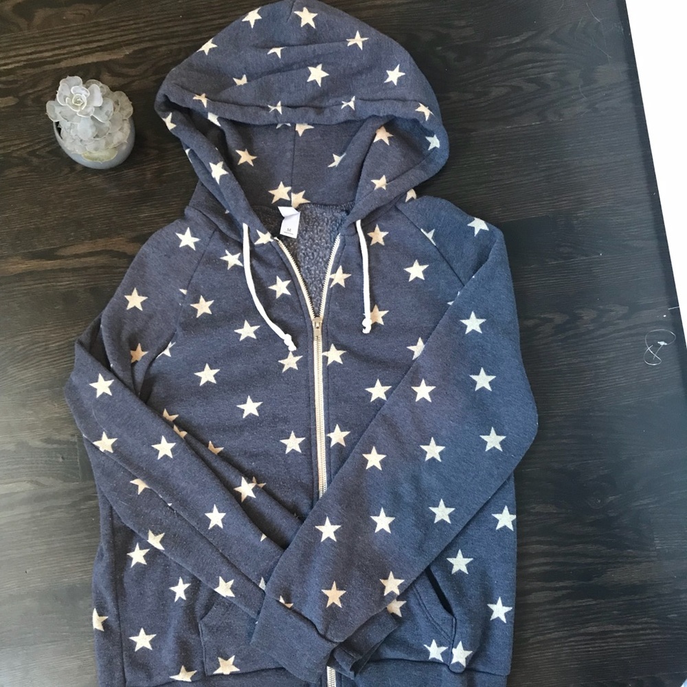 INCREDIBLY SOFT BLUE STAR ZIPPED SWEATSHIRT